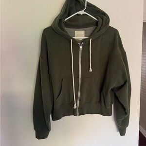 American Eagle Outfitters Olive Zip-Up Hoodie